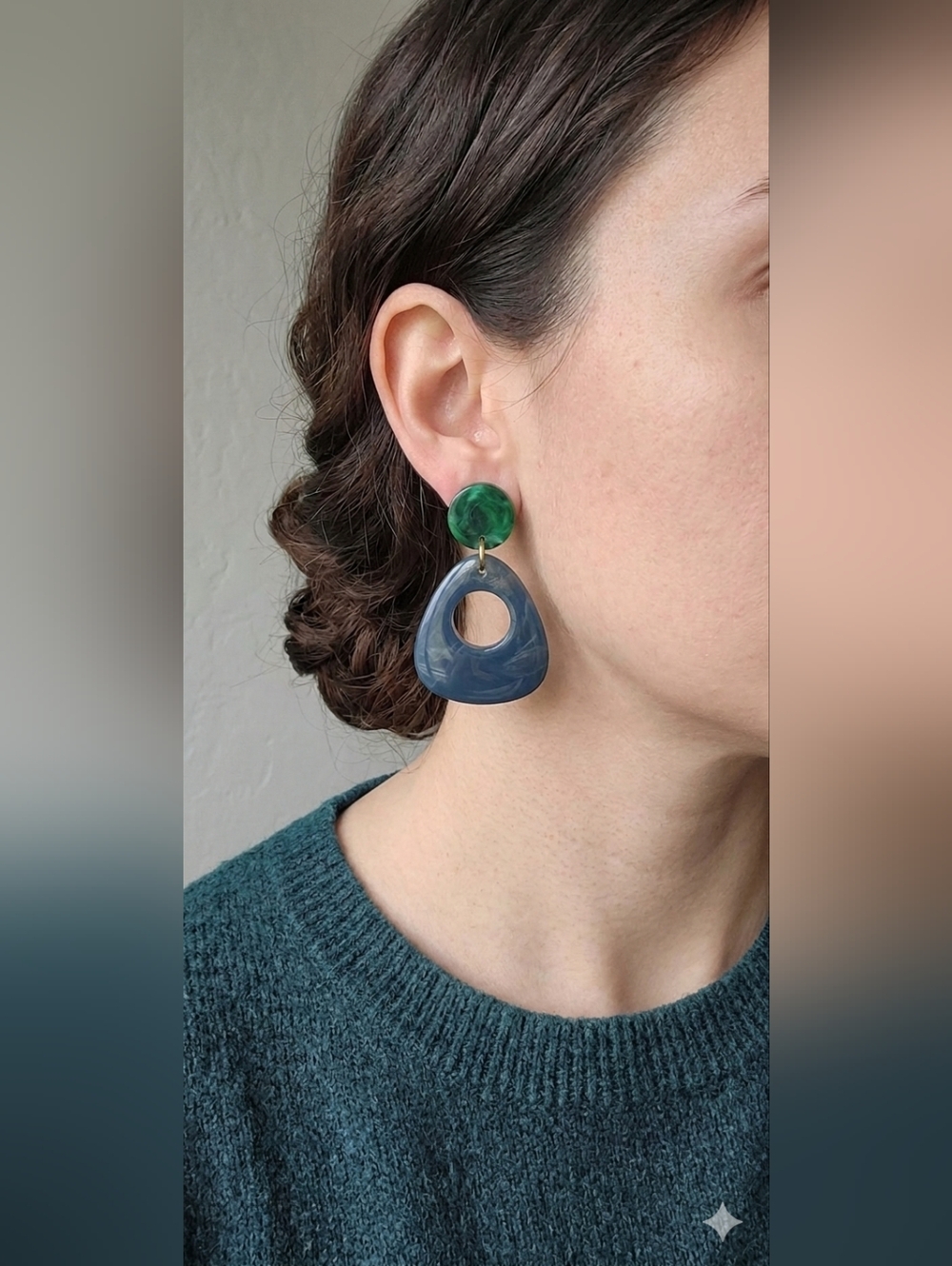 At Home NWT 2in Green/Blue Acrylic Drop Dangle Earrings